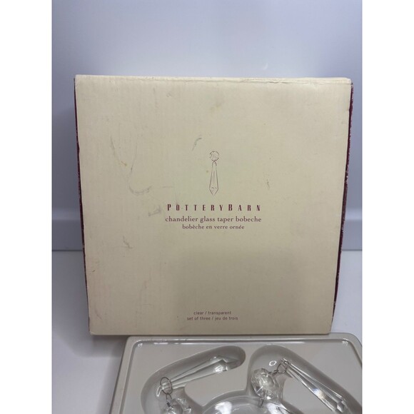 Pottery Barn Glass Chandelier Taper Bobeche Prism Lamp Candle Box of 2 - Picture 5 of 6